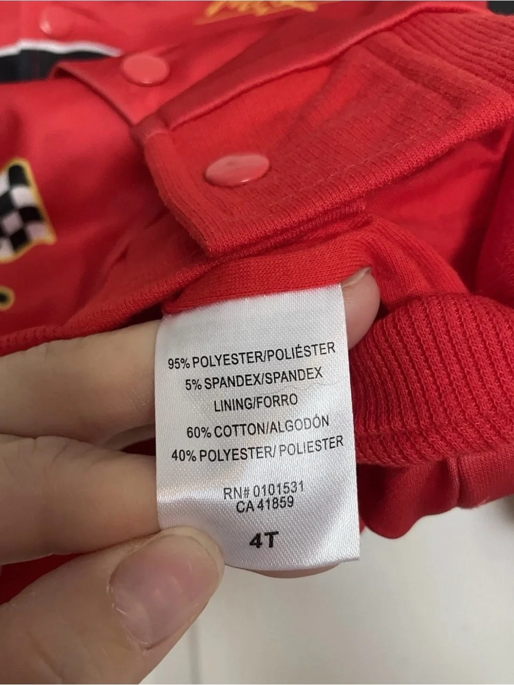 NWT Disney Pixar Cars 4T Size Rust-eze Lightning McQueen Red Kids Racing Jacket
